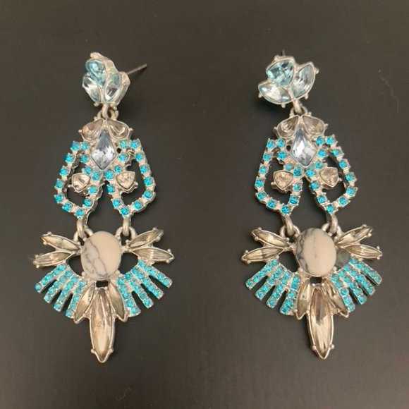 Blue and silver statement earrings - Picture 1 of 2